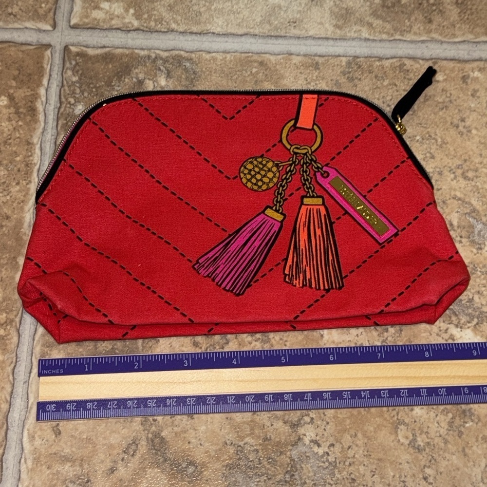 Estée Lauder skin care make up cosmetic, tassel, red zippered pouch bag - Picture 2 of 11